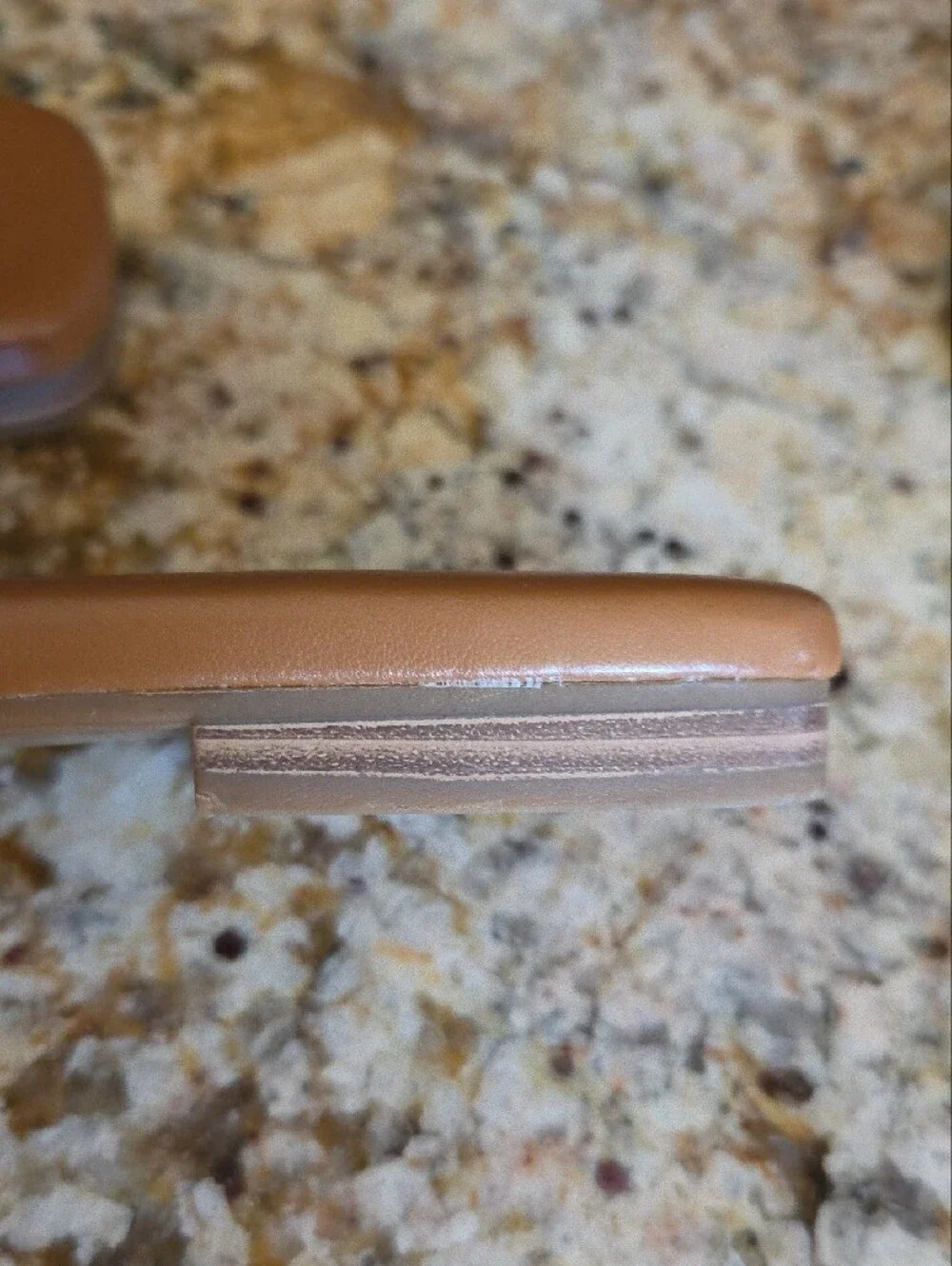 Vince Camuto Tan Leather Slide with Gold Accent
